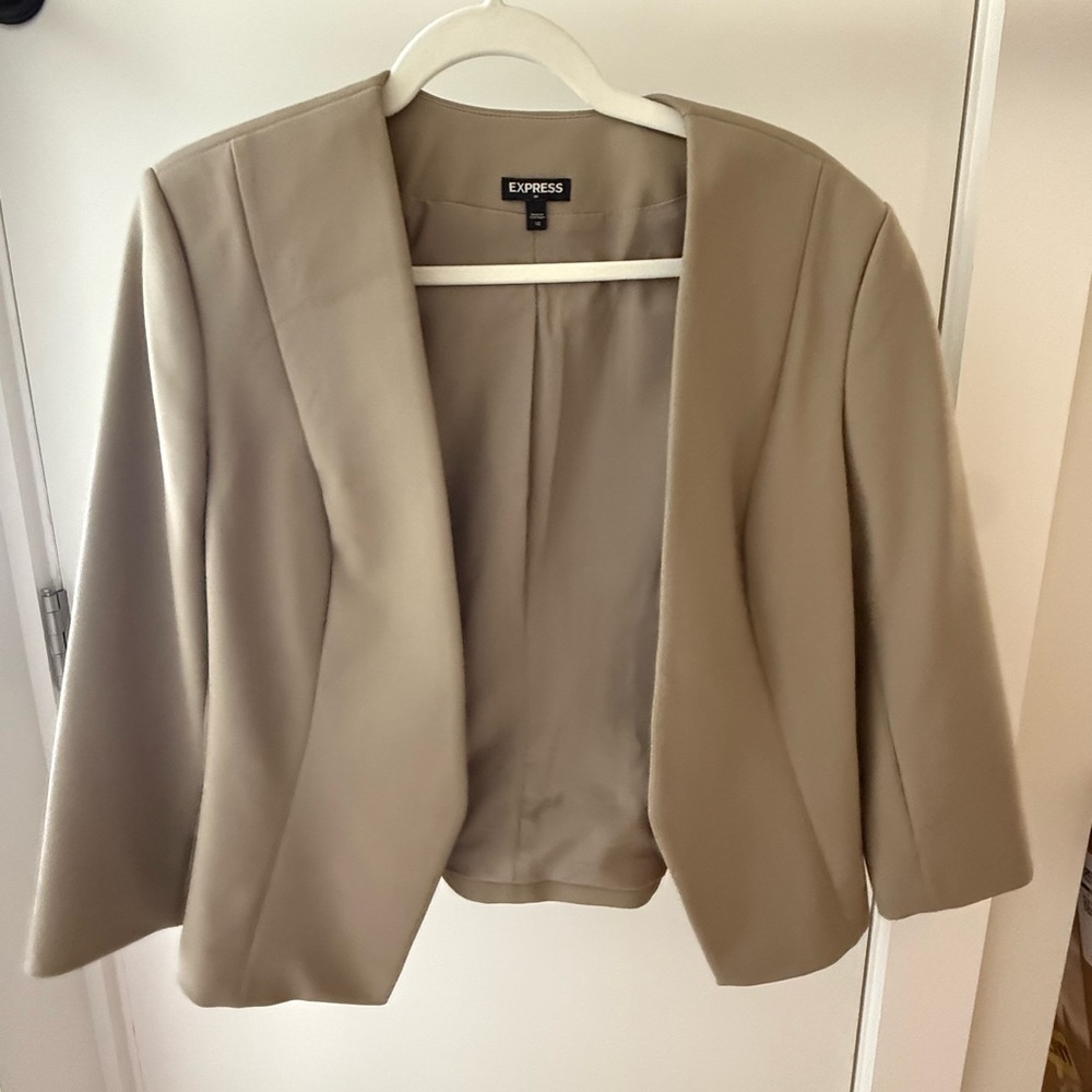 Express Tan Blazer Modern Open Front